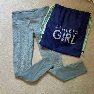 Athleta Girl Snowball Leggings Heather Blue Tight Size XXL - 16 Free Bag